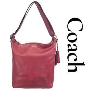 Coach Legacy Penny Red Leather Shoulder Bag Hobo Tassel 19889 Silver Hardware
